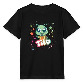 TILO - Beautiful boy name with cute alien - Stanley/Stella MINI CREATOR Kids’ T-Shirt - black - Front - Mikhail (115cm)