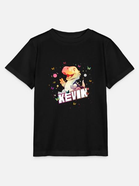 KEVIN - Schöner Junge Name mit süßem DINO T-REX - T-shirt MINI CREATOR barn från Stanley/Stella - svart