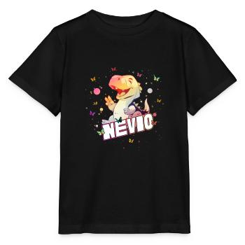 NEVIO - Schöner Junge Name mit süßem DINO T-REX - Stanley/Stella Kinder T-Shirt MINI CREATOR  - Schwarz - Vorne - Mikhail (115cm)