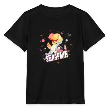 SERAPHIN - Beau prénom de garçon avec mignon DINO T-REX - T-shirt bio MINI CREATOR Stanley/Stella Enfant - noir - Devant - Mikhail (115cm)