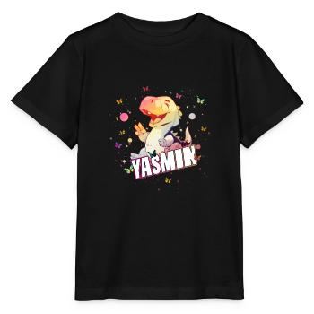 YASMIN - Schöner MÄDCHEN Name mit süßem DINO - Stanley/Stella Kinder T-Shirt MINI CREATOR  - Schwarz - Vorne - Mikhail (115cm)