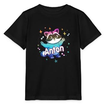 ANTON - Beau nom de garçon avec un raton laveur mignon - T-shirt bio MINI CREATOR Stanley/Stella Enfant - noir - Devant - Mikhail (115cm)