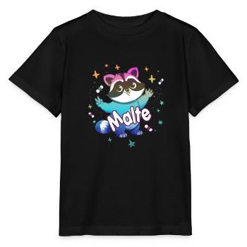 MALTE - Beautiful boy name with cute raccoon - Stanley/Stella MINI CREATOR Kids’ T-Shirt - black - Front - Mikhail (115cm)