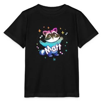 MATT - Beautiful boy name with cute raccoon - Stanley/Stella MINI CREATOR Kids’ T-Shirt - black - Front - Mikhail (115cm)