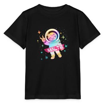 MALTE - Beautiful boy name with cute astronaut - Stanley/Stella MINI CREATOR Kids’ T-Shirt - black - Front - Mikhail (115cm)