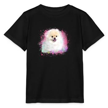 pomerian,zwergspitz ,spitz,hund, Graffiti ,Malerei - Stanley/Stella Kinder T-Shirt MINI CREATOR  - Schwarz - Vorne - Mikhail (115cm)