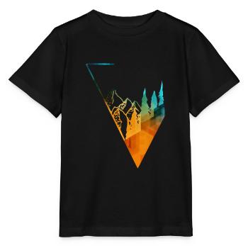 colored panorama forest and mountains - Stanley/Stella MINI CREATOR Kids’ T-Shirt - black - Front - Mikhail (115cm)