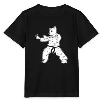 Karate Katze Selbstverteidigung - Stanley/Stella Kinder T-Shirt MINI CREATOR  - Schwarz - Vorne - Mikhail (115cm)