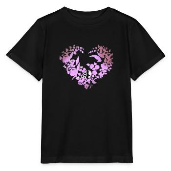 Hungarian flowers,pink,flower heart, heart, paprika - Stanley/Stella MINI CREATOR Kids’ T-Shirt - black - Front - Mikhail (115cm)