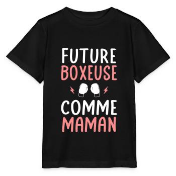 Future boxeuse - Comme maman - Cadeau humour - T-shirt bio MINI CREATOR Stanley/Stella Enfant - noir - Devant - Mikhail (115cm)
