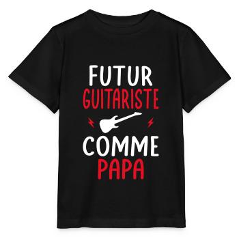 Futur guitariste - Comme papa - Cadeau humour - T-shirt bio MINI CREATOR Stanley/Stella Enfant - noir - Devant - Mikhail (115cm)