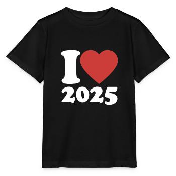 I Love 2025 - Heart - Happy New Year - Stanley/Stella MINI CREATOR Kids’ T-Shirt - black - Front - Mikhail (115cm)