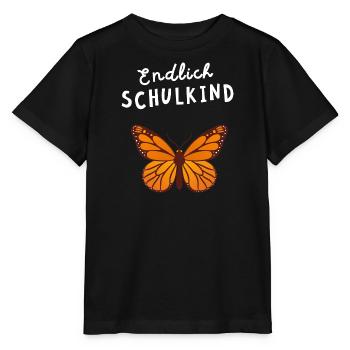 Endlich Schulkind Schmetterling Einschulung - Stanley/Stella Kinder T-Shirt MINI CREATOR  - Schwarz - Vorne - Mikhail (115cm)