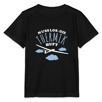Muss los die Thermik ruft - Segelflugzeug - Stanley/Stella Kinder T-Shirt MINI CREATOR  - Schwarz - Vorne - Mikhail (115cm)