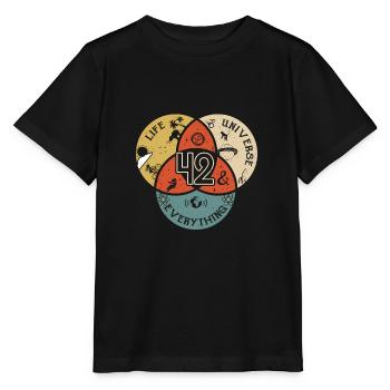 Answer Physics Mathematics Saying Universe - Stanley/Stella MINI CREATOR Kids’ T-Shirt - black - Front - Mikhail (115cm)