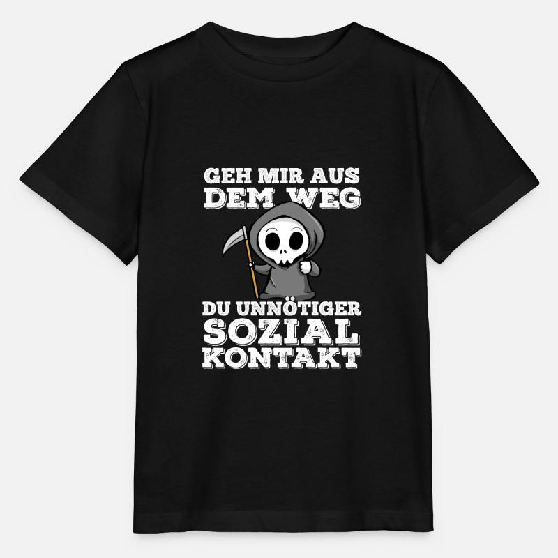 Sensenmann Sozialer Kontakt Abstand Spruch Humor - Stanley/Stella Kinder T-Shirt MINI CREATOR - Schwarz