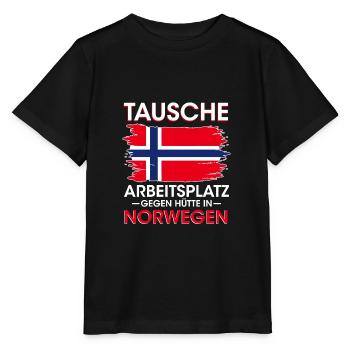 Norwegen Arbeitsplatz Hütte Urlaub - Stanley/Stella Kinder T-Shirt MINI CREATOR  - Schwarz - Vorne - Mikhail (115cm)