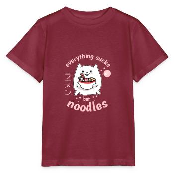 Tout est stupide à part les nouilles - T-shirt bio MINI CREATOR Stanley/Stella Enfant - bordeaux - Devant - Kain (125cm)
