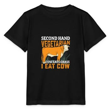 Second Hand Vegetarian Funny Meat Lover Anti Vegan - Stanley/Stella MINI CREATOR Kids’ T-Shirt - black - Front - Mikhail (115cm)
