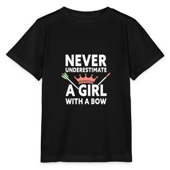 Never Underestimate A Girl With A Bow Funny - Stanley/Stella Kinder T-Shirt MINI CREATOR  - Schwarz - Vorne - Mikhail (115cm)