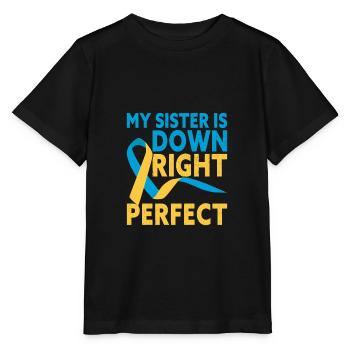 Ma sœur est en bas parfait syndrome de Down - T-shirt bio MINI CREATOR Stanley/Stella Enfant - noir - Devant - Mikhail (115cm)