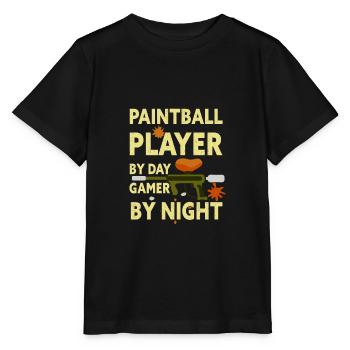 Joueur de paintball par jour Gamer by night - T-shirt bio MINI CREATOR Stanley/Stella Enfant - noir - Devant - Mikhail (115cm)