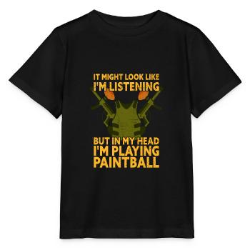 Dans ma tête, je joue au paintball funny Paintball - T-shirt bio MINI CREATOR Stanley/Stella Enfant - noir - Devant - Mikhail (115cm)