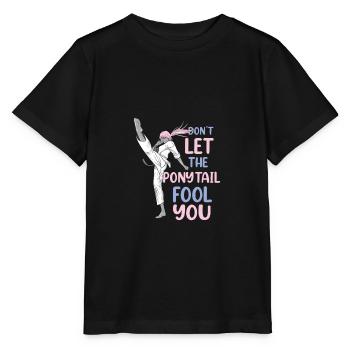 Ne laissez pas la queue de cheval vous tromper Karaté drôle - T-shirt bio MINI CREATOR Stanley/Stella Enfant - noir - Devant - Mikhail (115cm)