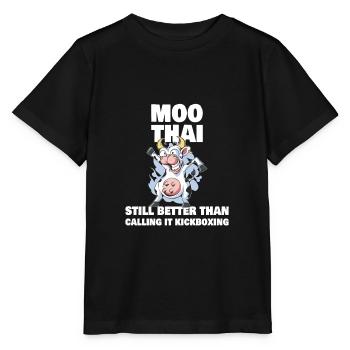 Muay Thai Vache Drôle Moo Thai Kickboxing - T-shirt bio MINI CREATOR Stanley/Stella Enfant - noir - Devant - Mikhail (115cm)