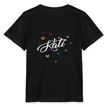 KATI - Nom de fille avec des papillons colorés - T-shirt bio MINI CREATOR Stanley/Stella Enfant - noir - Devant - Mikhail (115cm)