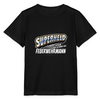 Superheld, clever getarnt als Feuerwehrmann - Stanley/Stella Kinder T-Shirt MINI CREATOR  - Schwarz - Vorne - Mikhail (115cm)