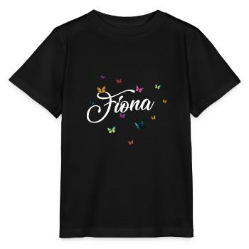 FIONA - Nom de fille avec des papillons colorés - T-shirt bio MINI CREATOR Stanley/Stella Enfant - noir - Devant - Mikhail (115cm)