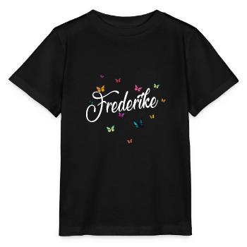 FREDERIKE - Girl's Name & Colorful Butterflies - Stanley/Stella MINI CREATOR Kids’ T-Shirt - black - Front - Mikhail (115cm)