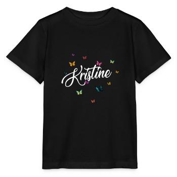 KRISTINE - Mädchen Name mit bunten Schmetterlingen - Stanley/Stella Kinder T-Shirt MINI CREATOR  - Schwarz - Vorne - Mikhail (115cm)