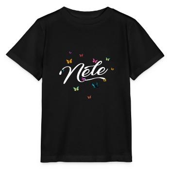 NELE - Nom de fille avec des papillons colorés - T-shirt bio MINI CREATOR Stanley/Stella Enfant - noir - Devant - Mikhail (115cm)