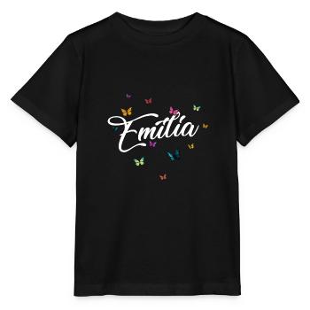 EMILIA - Nom de fille avec des papillons colorés - T-shirt bio MINI CREATOR Stanley/Stella Enfant - noir - Devant - Mikhail (115cm)