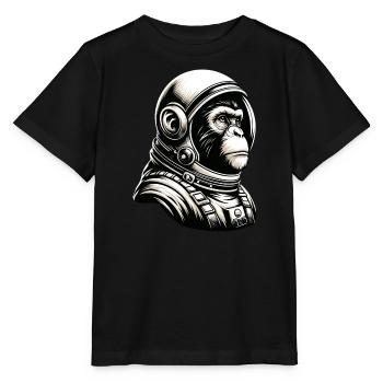 Nachdenklicher Affen-Astronaut Kosmos - Stanley/Stella Kinder T-Shirt MINI CREATOR  - Schwarz - Vorne - Mikhail (115cm)