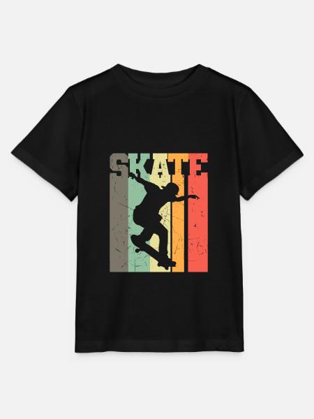 Retro Skateboard fahren - Skateboarder Geschenk - Stanley/Stella Kinder T-Shirt MINI CREATOR  - Schwarz