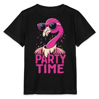 Flamingo Party Time - Fun, Feathers and Celebrations - Stanley/Stella MINI CREATOR Kids’ T-Shirt - black - Front - Mikhail (115cm)