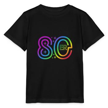 80er Jahre - bunter Regenbogen - retro - Stanley/Stella Kinder T-Shirt MINI CREATOR  - Schwarz - Vorne - Mikhail (115cm)