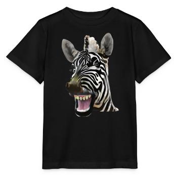 Broadly grinning zebra - Stanley/Stella MINI CREATOR Kids’ T-Shirt - black - Front - Mikhail (115cm)