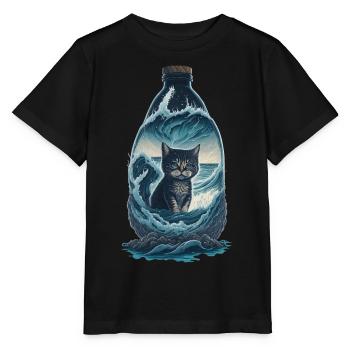 Katze Flasche - Stanley/Stella Kinder T-Shirt MINI CREATOR  - Schwarz - Vorne - Mikhail (115cm)