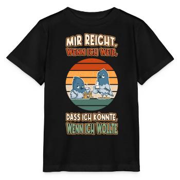 Tauben Chillen Faul Müde Lustlos Spruch Lustig - Stanley/Stella Kinder T-Shirt MINI CREATOR  - Schwarz - Vorne - Mikhail (115cm)