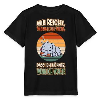 Elefant Chillen Faul Müde Lustlos Spruch Lustig - Stanley/Stella Kinder T-Shirt MINI CREATOR  - Schwarz - Vorne - Mikhail (115cm)