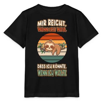 Faultier Chillen Faul Müde Lustlos Spruch Lustig - Stanley/Stella Kinder T-Shirt MINI CREATOR  - Schwarz - Vorne - Mikhail (115cm)