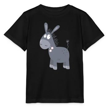 Petit âne avec des fleurs I Muli Mule Comic - T-shirt bio MINI CREATOR Stanley/Stella Enfant - noir - Devant - Mikhail (115cm)