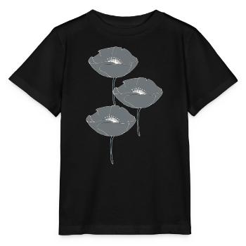 poppies grey - Stanley/Stella MINI CREATOR Kids’ T-Shirt - black - Front - Mikhail (115cm)