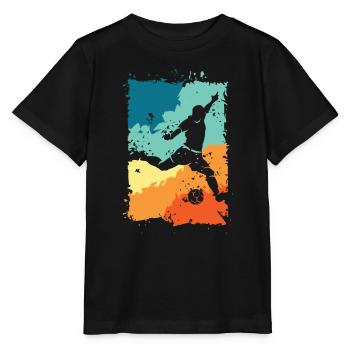 Fußball Spieler Farbexplosion Schuss retro vintage - Stanley/Stella Kinder T-Shirt MINI CREATOR  - Schwarz - Vorne - Mikhail (115cm)