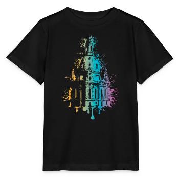 Dresden Farbexplosion Frauenkirche Souvenir Logo - Stanley/Stella Kinder T-Shirt MINI CREATOR  - Schwarz - Vorne - Mikhail (115cm)