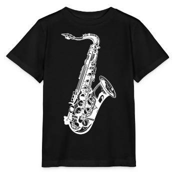 Croquis de saxophone - T-shirt bio MINI CREATOR Stanley/Stella Enfant - noir - Devant - Mikhail (115cm)